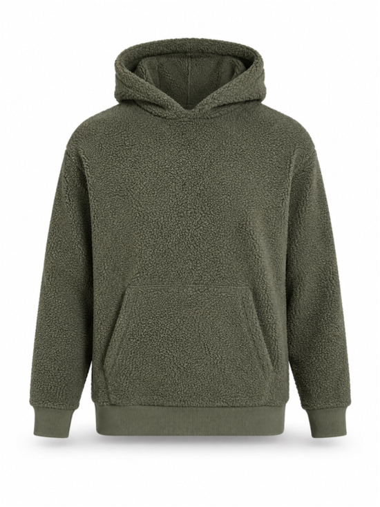 American Eagle Tops - American Eagle Women’s Sherpa Fleece Pullover Hoodie Army Olive Green Sz XS Cozy